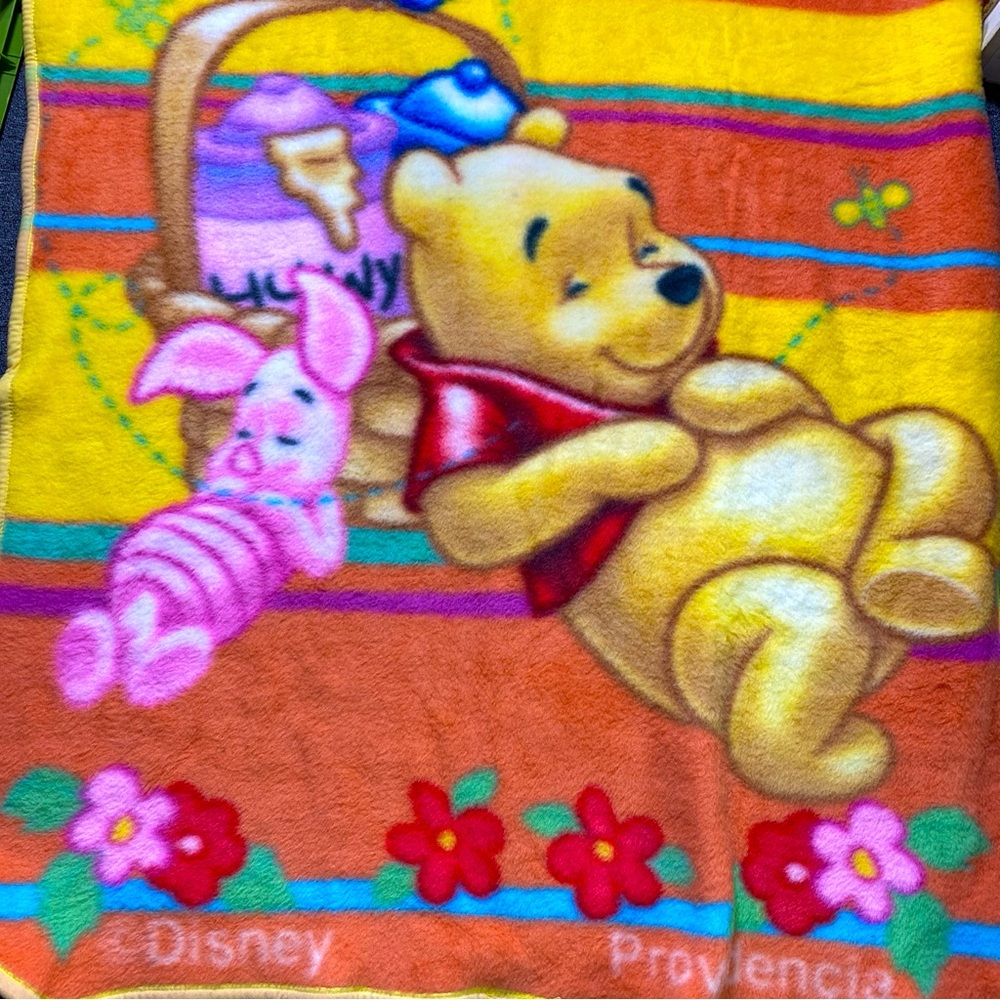 Disney Winnie the Pooh Piglet Sleeping Soft Plush Baby Blanket Vintage